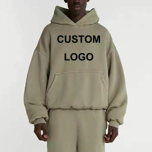 Custom Logo Men s Clothing Oversize Hooded Sweatshirt Heavyweight 100% Cotton Embroidery Patch Pullover Print Pocket Hoodie