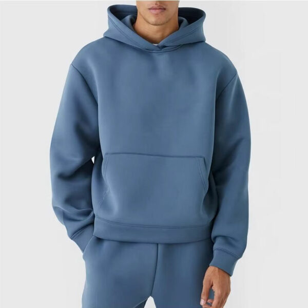Custom logo Embroidered Puff Printing Plain Cotton Polyester Fleece Lined Boxy Fit Oversized Boxy Cropped Men Hoodie Pullover - 图片 2