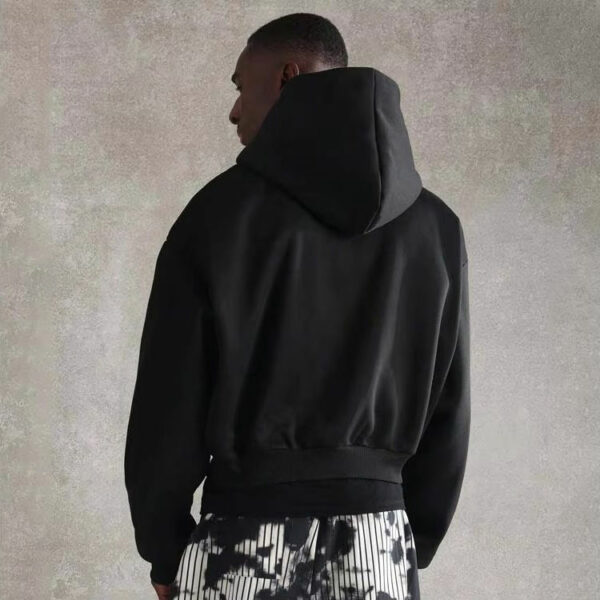 Custom Logo Men's Cropped Hoodie Zip Boxy Oversized Plain Blank Sweatshirt Embroidered 100% Cotton Drop Zipper Hoodie - 图片 2