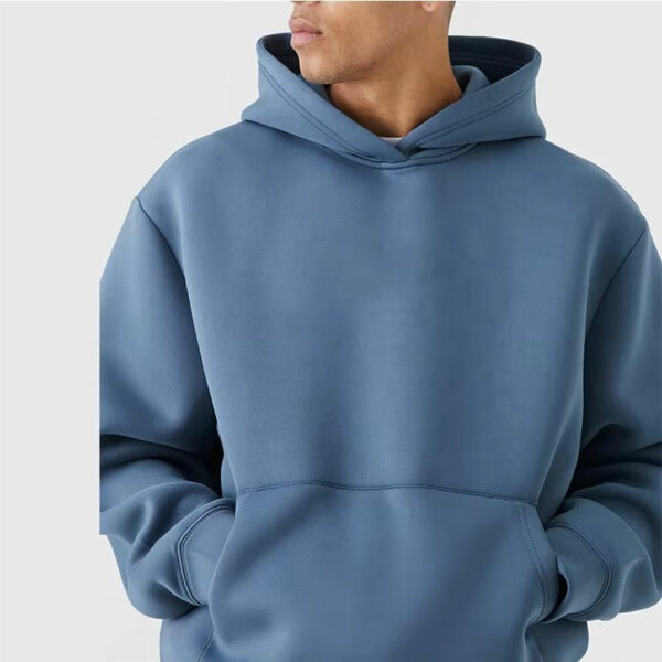 Custom logo Embroidered Puff Printing Plain Cotton Polyester Fleece Lined Boxy Fit Oversized Boxy Cropped Men Hoodie Pullover - 图片 3