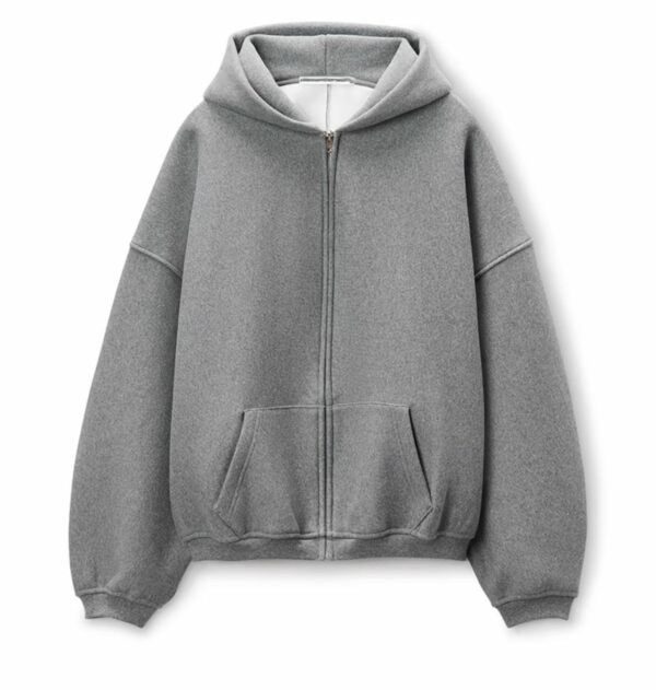Zip up Hoodie Custom Heavyweight Cotton Thick Oversized Boxy Zipper 500gsm French Terry High Quality Drop Shoulder Zip Hoodies - 图片 4