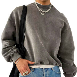 Tariff reduction Oversize Hip Hop Boxy Fit Blank Sweatshirts Crew Neck Heavy Cleanfit Crewneck Custom Sweatshirt for Men