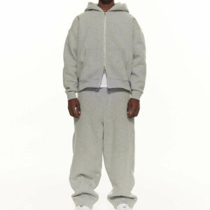 500gsm Custom Oversized Unisex Sweatshirt Tracksuit Zip up Hoodies and Sweat Pants Set Tracksuit Sportswear for Sweatsuit Men