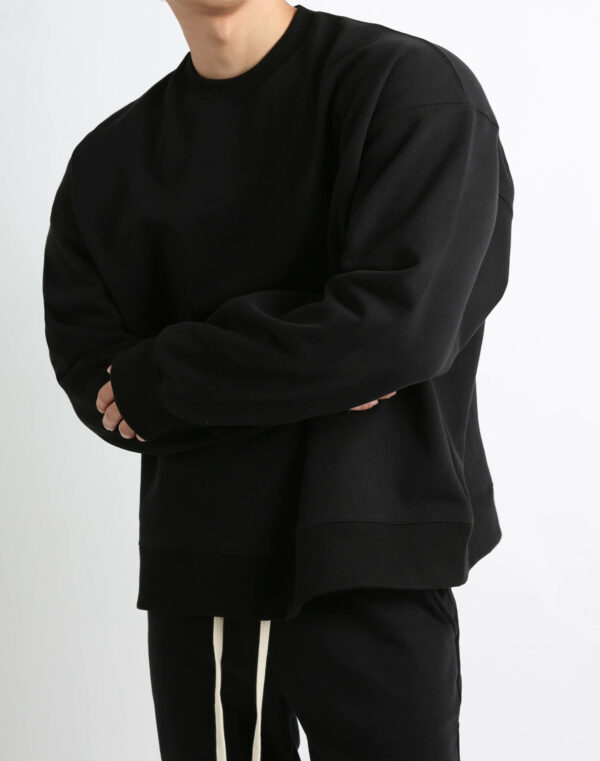 High Quality OEM Pullover Plain Dyed Plush Blank Jogger Black Crewneck Cotton Custom Hoodie Crew Neck Sweatshirt for Wholesale