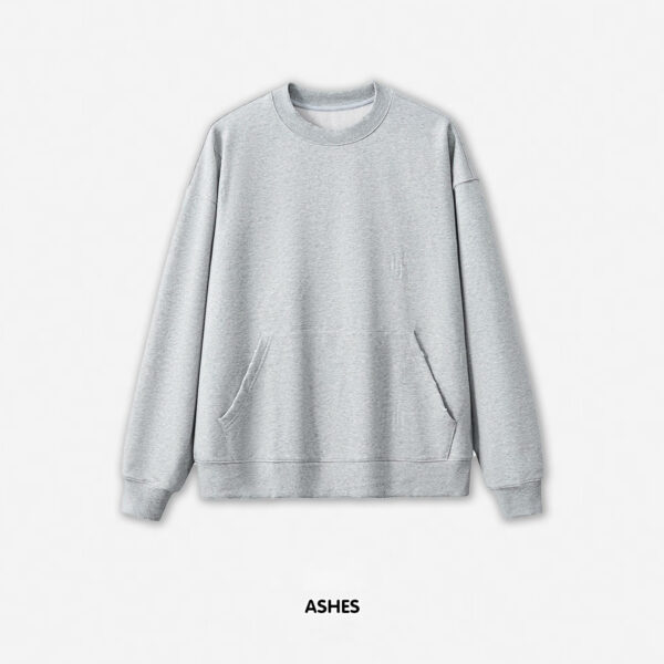 Custom Logo Heavyweight French Terry Mineral Acid Wash Pullover Distressed Crewneck Sweater Sweatshirt Winter Solid Plain Dyed - 图片 2