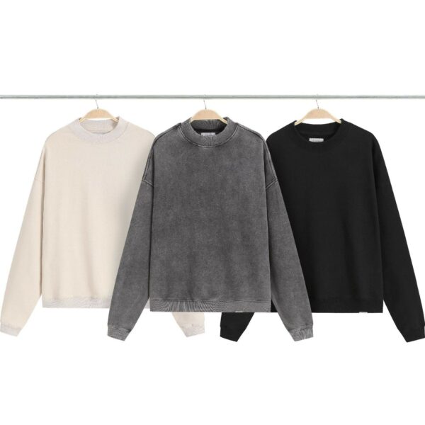 Tariff reduction Oversize Hip Hop Boxy Fit Blank Sweatshirts Crew Neck Heavy Cleanfit Crewneck Custom Sweatshirt for Men - 图片 2