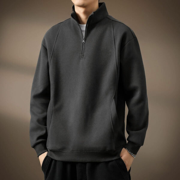 Custom Logo High Quality Men Blank Casual Fleece Gym Comfortable 1/4 Zip Pullover Golf Quarter Zip Pullover - 图片 2