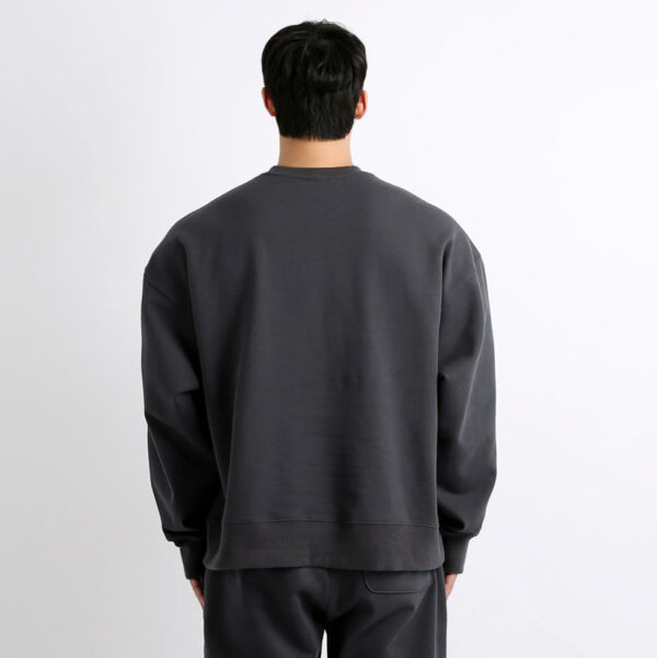 High Quality OEM Pullover Plain Dyed Plush Blank Jogger Black Crewneck Cotton Custom Hoodie Crew Neck Sweatshirt for Wholesale - 图片 2