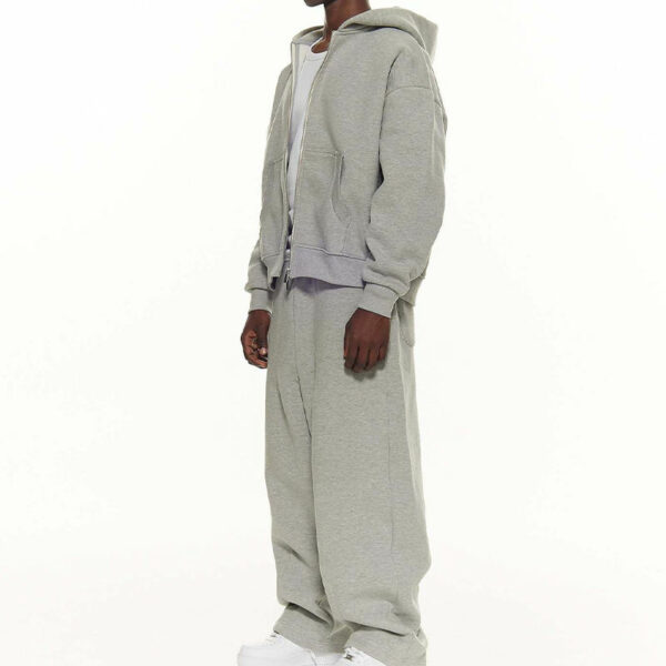 500gsm Custom Oversized Unisex Sweatshirt Tracksuit Zip up Hoodies and Sweat Pants Set Tracksuit Sportswear for Sweatsuit Men - 图片 3