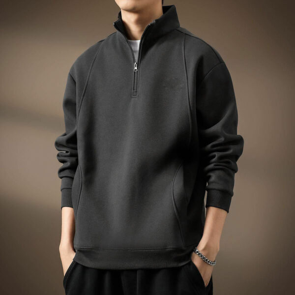 Custom Logo High Quality Men Blank Casual Fleece Gym Comfortable 1/4 Zip Pullover Golf Quarter Zip Pullover - 图片 5