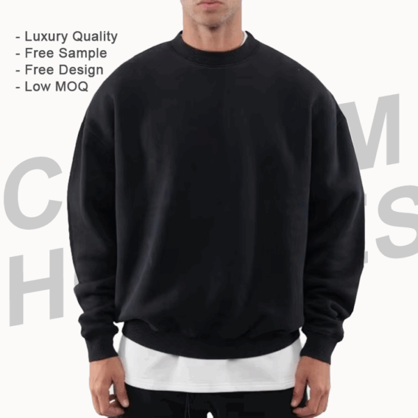 OEM Blank French Terry Fleece Custom Crewneck Oversized Sweatshirt Cotton Drop Shoulder Luxury Men Hoodies Clothing 2025 - 图片 3