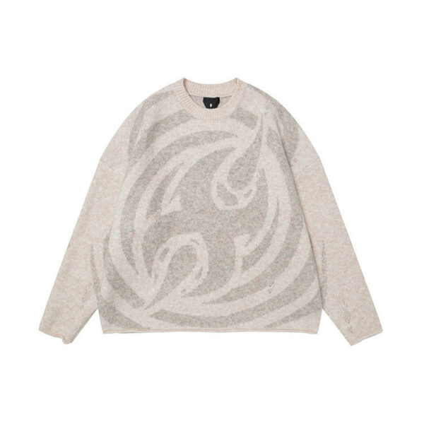 Fall Winter American Retro Fashionable Brand Sweater Distressed Neck Crew Neck Men Women Soft Waxy Knitting Top Heavy - 图片 3