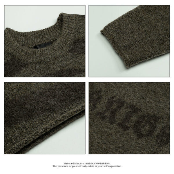 Fall Winter American Retro Fashionable Brand Sweater Distressed Neck Crew Neck Men Women Soft Waxy Knitting Top Heavy - 图片 5